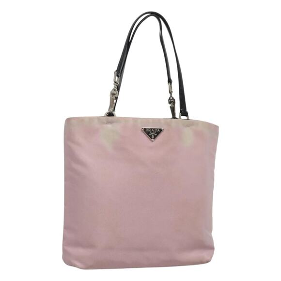 PRADA Hand Bag Nylon Pink Silver - Picture 1 of 12